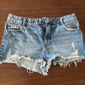 Zara Blue Distressed Jean Shorts